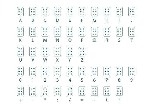 Braille alphabet letters. Tactile writing system used by people who are visually impaired. Vector illustartion