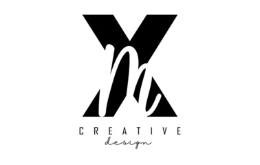 Letters XM logo with a minimalist design. Letters X and m with geometric and handwritten typography. Creative Vector Illustration with letters.