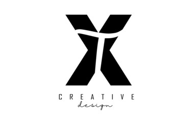 Letters XT logo with a minimalist design. Letters X and T with geometric and handwritten typography. Creative Vector Illustration with letters.