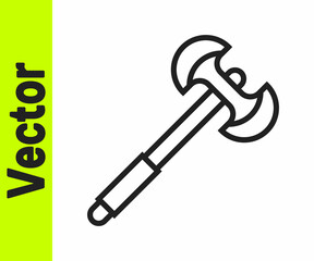 Black line Medieval poleaxe icon isolated on white background. Vector