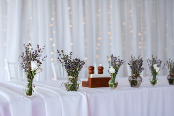 presidium of the newlyweds in the banquet hall of the restaurant