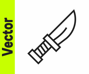 Black line Dagger icon isolated on white background. Knife icon. Sword with sharp blade. Vector