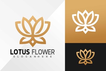 Lotus Flower Line Logo Design Vector illustration template