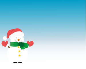Bonhomme de neige heureux Noel - Carte avec fond neutre bleu blanc