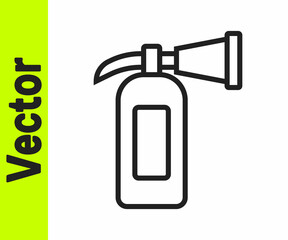Black line Fire extinguisher icon isolated on white background. Vector