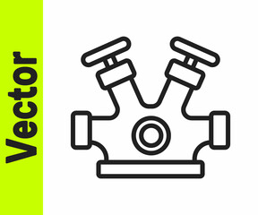 Black line Fire hydrant icon isolated on white background. Vector