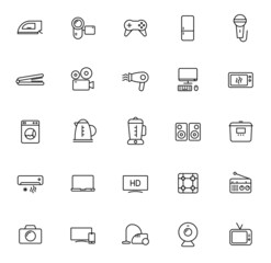home appliances outline vector icons isolated on white background. home appliances icon set for web and ui design, mobile apps, print polygraphy and promo advertising business