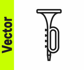Black line Trumpet icon isolated on white background. Musical instrument. Vector