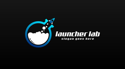 Laboratory Logo Vector with Dual Meaning Concept Isolated in Dark Background