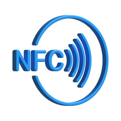 Contactless wireless pay sign logo. 3D icon. NFC technology. stock illustration.