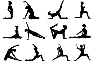 Yoga pose relaxing meditation illustration background vector