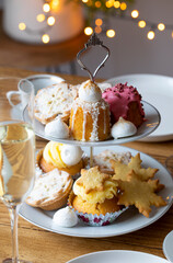 Christmas afternoon tea with mince pies, cakes and biscuits