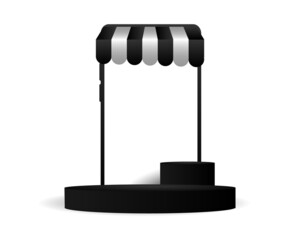 Square blank online shopping display podium banner design on white background