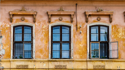 old windows in the building