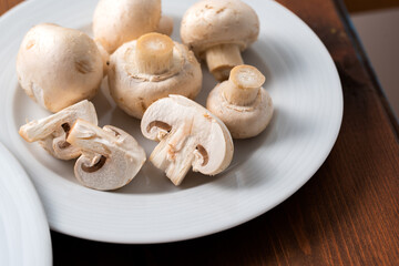 Funghi Champignon prataioli freschi, Cibo Vegetariano 