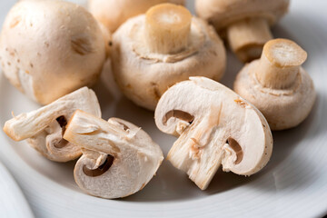 Funghi Champignon prataioli freschi, Cibo Vegetariano 