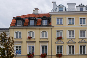 Windows on the old buildings