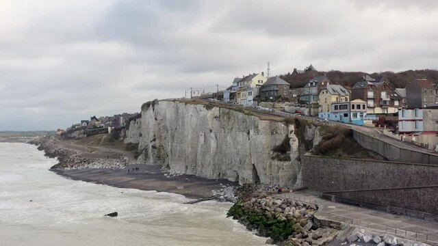 The chalk cliffs of the village of Ault dans la Somme, France
