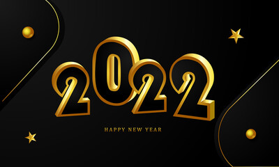 Happy new year 2022 gold and black design background
