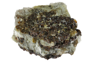 garnet from Steli Mine, Tveit, Norway isolated on white background