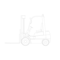 Sketchy image of a new industrial forklift truck isolated on a white background. Storage equipment.