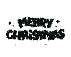 Merry Christmas lettering. Vector Illustration. Isolated calligraphic text Merry Christmas and Happy New Year for Holiday Greeting Gift Poster card. Typography design for banner.
