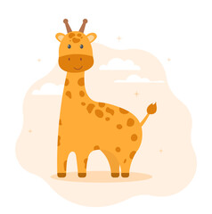 Cute giraffe on nature