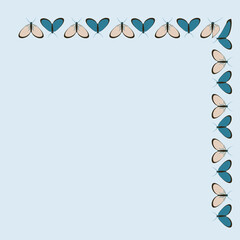 Frames on a square background - stylized moths - graphics. Design elements