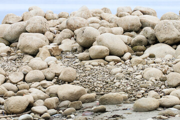 Stone beach by the lake.