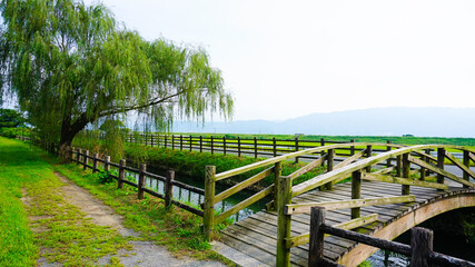 Fototapeta premium 水路のある町の風景