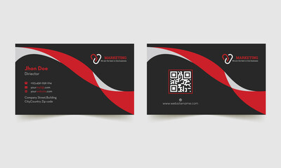 Modern business card template red black colors. Flat design vector abstract creative - Vector
