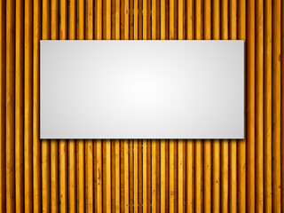 White billboard on a brown wooden wall