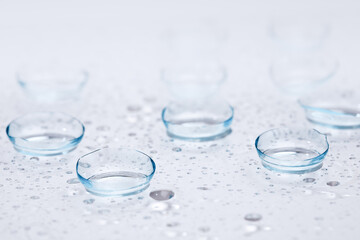 contact lenses with droplets around close up view  - Image