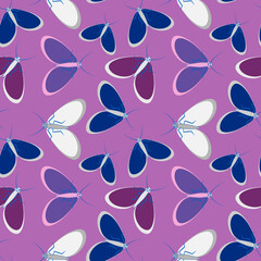 Seamless pattern - stylized moths - graphics. Summer, insects, unbearable ease of life. Wallpapers, textiles, packaging