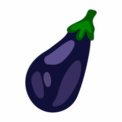 Vector isolated flat simple flat illustration of a whole eggplant. The concept of vegetables, farm, natural products, cooking. You can use the element in web design, banners, etc.