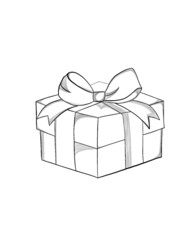 Gift box icon.Outline icon isolated on white background gift box. Box with bow - Christmas gift