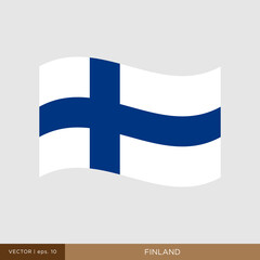 Obraz premium Waving flag of Finland vector illustration design template.