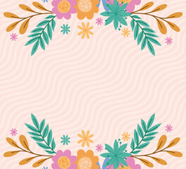 flowers leaves frame