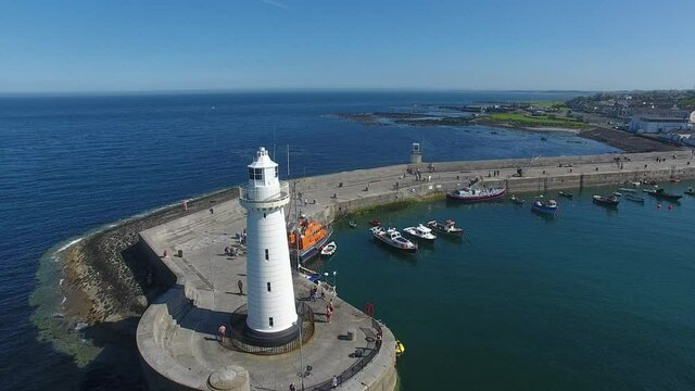 Donaghadee Lighthouse and town Ards Peninsula Co Down Northern Ireland 