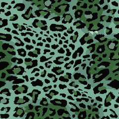 Full seamless leopard cheetah texture animal skin pattern vector. Turquoise green for textile fabric printing. Suitable for fashion use.
