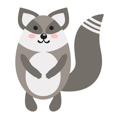 hand-drawn forest animal - raccoon