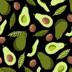 Avocado pattern. Vegetable seamless green organic summer print. Cartoon repeat fabric exotic pink backdrop