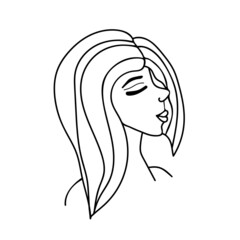 Beautiful abstract Continuous Line Sketches of a Woman's Face