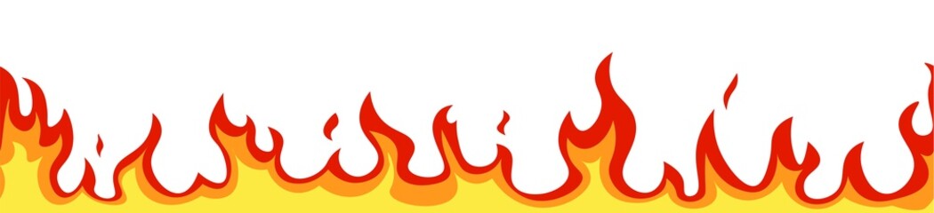 Seamless fire flame. Cartoon orange bonfire effect. Vector template