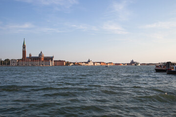 Fototapeta na wymiar Venice lagoon on a sunny day, Italy. Travel Background