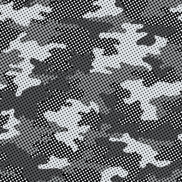 Full seamless military camouflage skin halftone dotted pattern vector for decor and textile. Ornamental pointed army masking design for hunting textile fabric print and wallpaper. Design for trendy fa