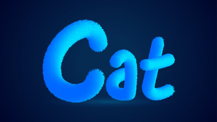 Cat Fur Text Effect Blue Gradient Cute Cat Typography
