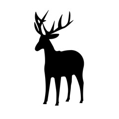 Christmas deer silhouette on the white background.Vector illustration