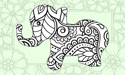 Elephant coloring page.coloring book .animal coloirng page	
