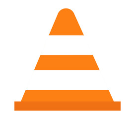 Orange Traffic cone. Colorful sticker with object for fencing roads or cars. Design element for social networks and applications. Cartoon flat vector illustration isolated on white background